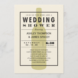Couples Wedding Shower Wine Bottle Invitations