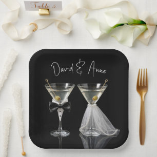 Couple's Wedding Shower with Martini Cocktails Paper Plates