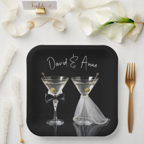 Couple's Wedding Shower with Martini Cocktails Paper Plates