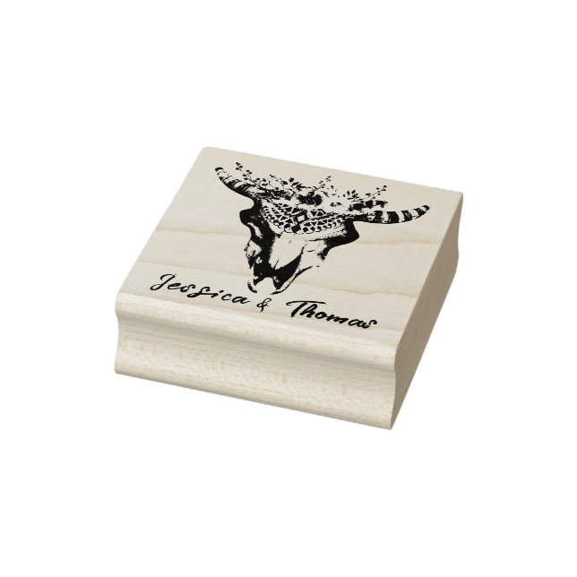 Couples Wedding Stationery Personalized Boho-Chic Rubber Stamp (Stamp)