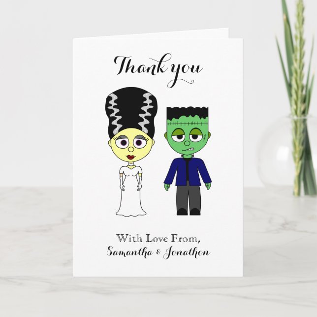 Couples Wedding Thank You Cards Halloween Theme (Front)