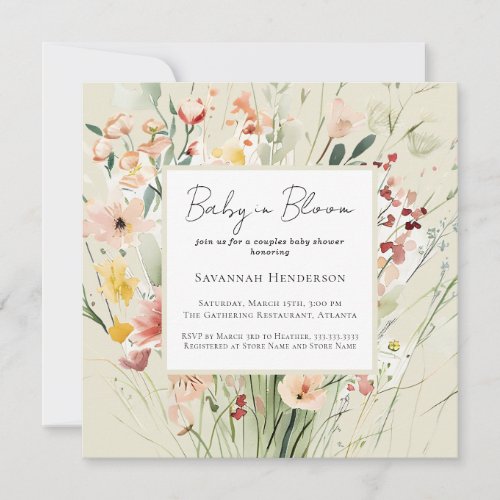 Couples Wildflower Baby in Bloom Baby Shower Invitation