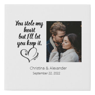 Couples "You stole my heart" love quote Faux Canvas Print
