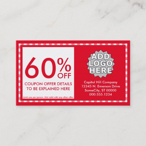 coupon color customizable discount card