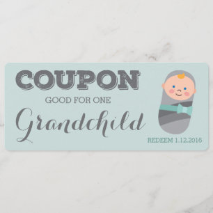 Coupon for Grandchild Blue Baby Boy Girl Invitation
