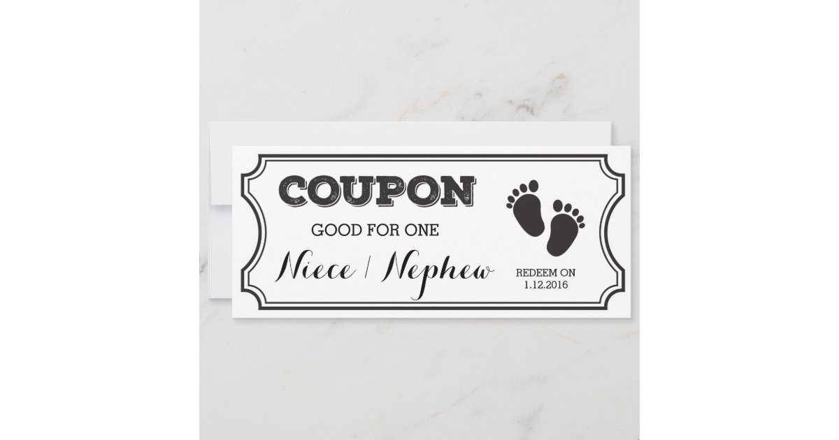 Coupon for one Niece or Nephew Baby Announcement | Zazzle.com