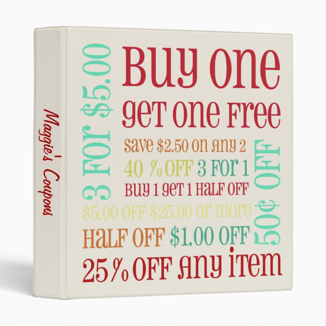 Coupon Lingo Binder - Red, Orange, Turquoise (Front/Spine)