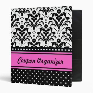Coupon Organizer Hot Pink Art Deco Damask 3 Ring Binder