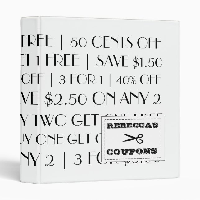 Coupon Organizer - Sophisticated Black & White Binder (Front/Spine)