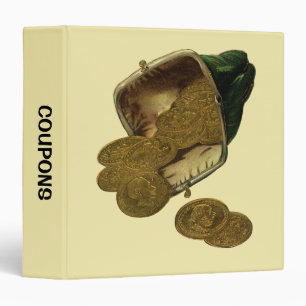 Coupon Organizer, Vintage Finance Money Gold Coins Binder