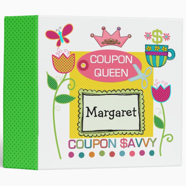 Coupon Queen - See Back 3 Ring Binder (Front/Spine)