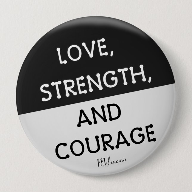 Courage Badge Melanoma Cancer (Black) Pinback Button (Front)