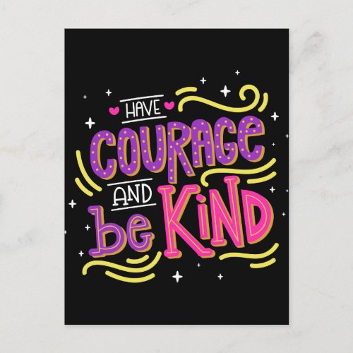 Courage Be Kind Hello Motivational Anti Bullying Postcard