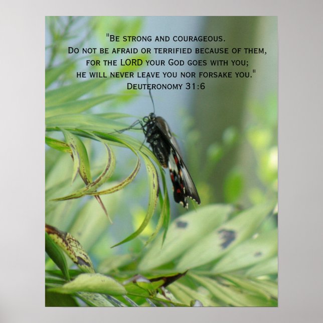 Courage Bible Verse Inspirational Butterfly poster (Front)