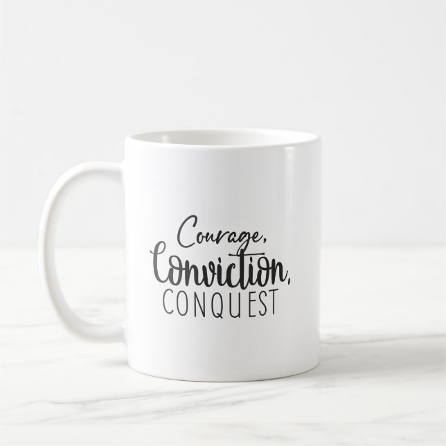 Courage Conquest - Gym Hustle Success Motivational Coffee Mug (Left)