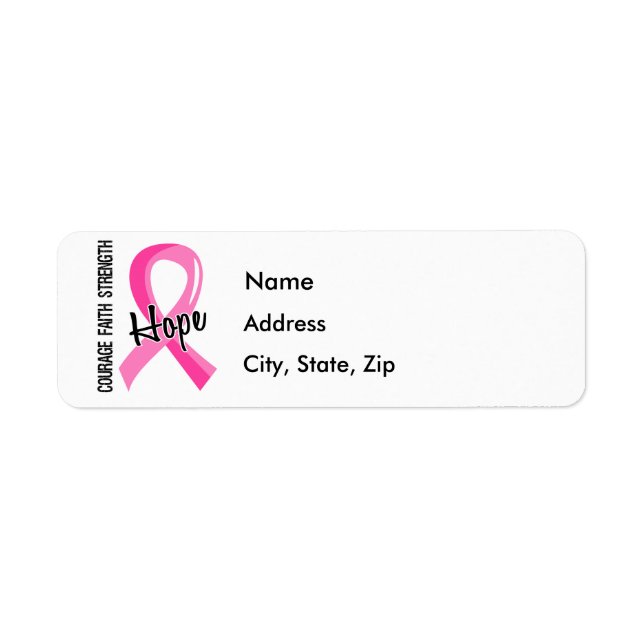 Courage Faith Hope 5 Breast Cancer Label (Front)