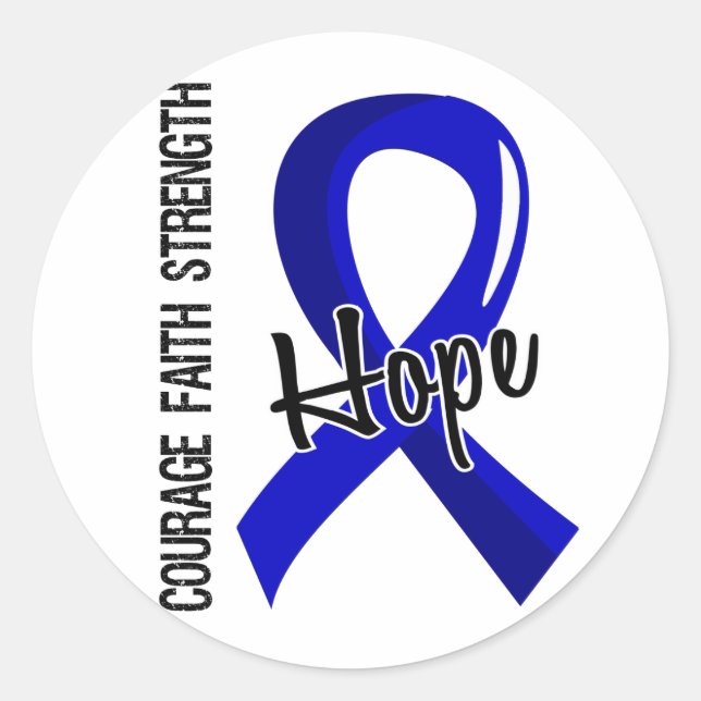 Courage Faith Hope 5 Colon Cancer Classic Round Sticker (Front)