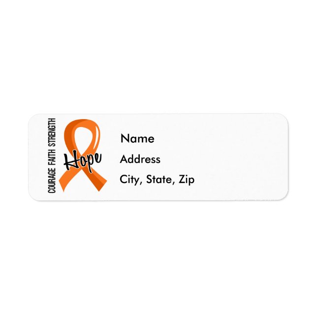 Courage Faith Hope 5 Multiple Sclerosis Label (Front)