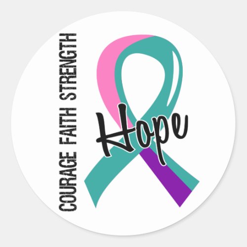 Courage Faith Hope 5 Thyroid Cancer Classic Round Sticker