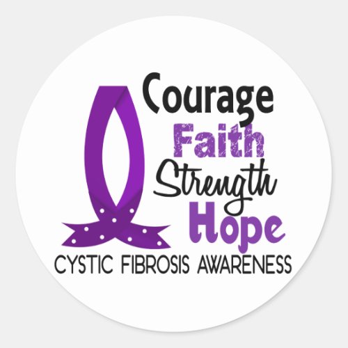 Courage Faith Strength Hope Cystic Fibrosis Classic Round Sticker