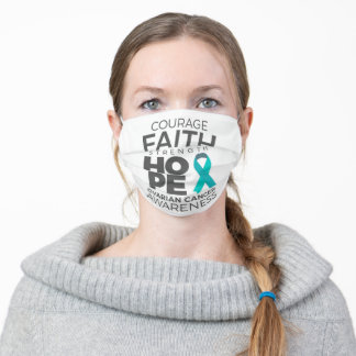 Courage Faith Strength Hope Ovarian Awareness Adult Cloth Face Mask