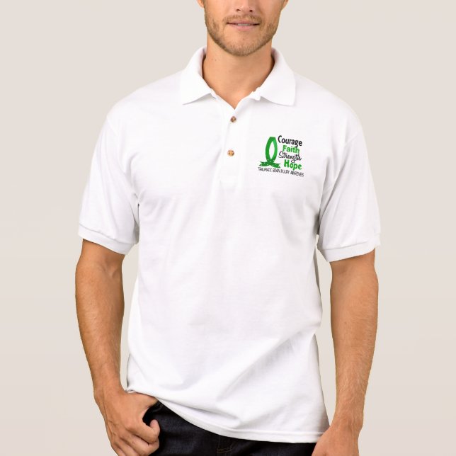 Courage Faith Strength Hope Traumatic Brain Injury Polo Shirt (Front)