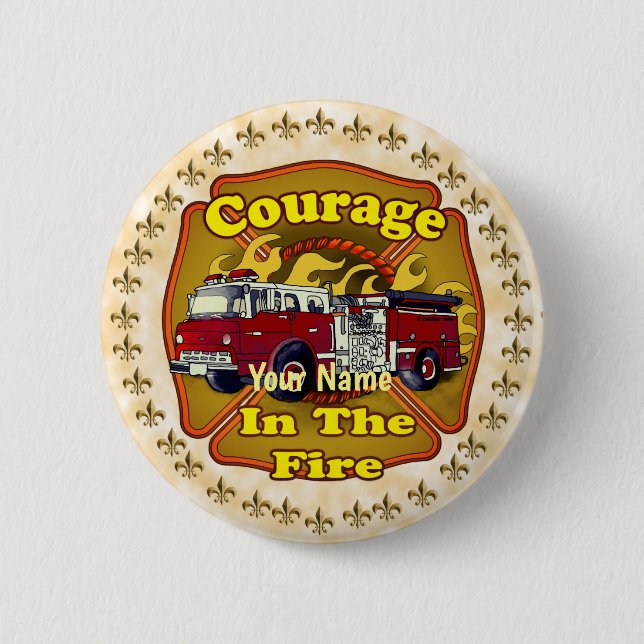 Courage Firefighter Firetruck  Button (Front)