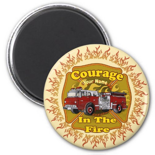 Courage Firetruck Firefighter custom name magnet
