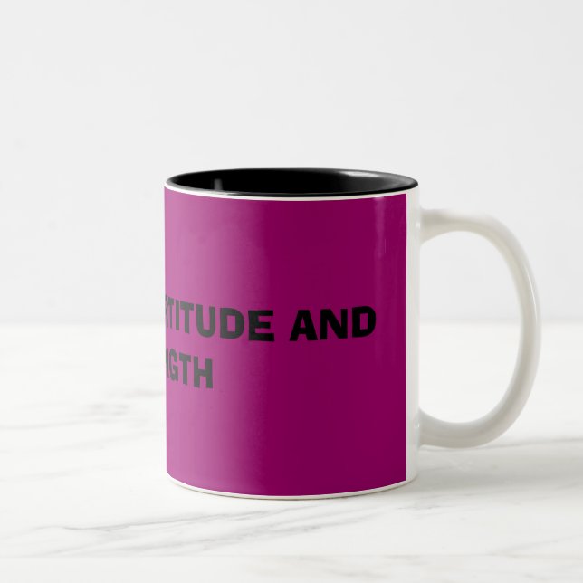 COURAGE, FORTITUDE AND STRENGTH, COURAGE FORTIT... Two-Tone COFFEE MUG (Right)