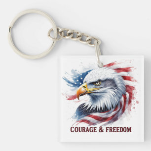 Courage & Freedom USA Flag Patriotic Gift Keychain