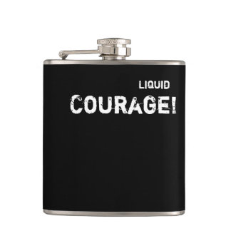 Courage Funny Alcohol Wedding Groom Custom Wording Hip Flask