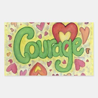 Courage Heart Inspirational Words Sticker Labels