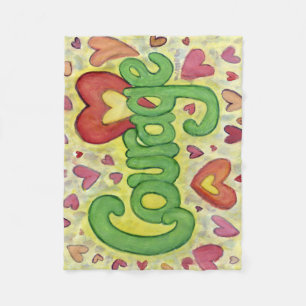 Courage Heart Word Art Cozy Soft Fleece Blankets