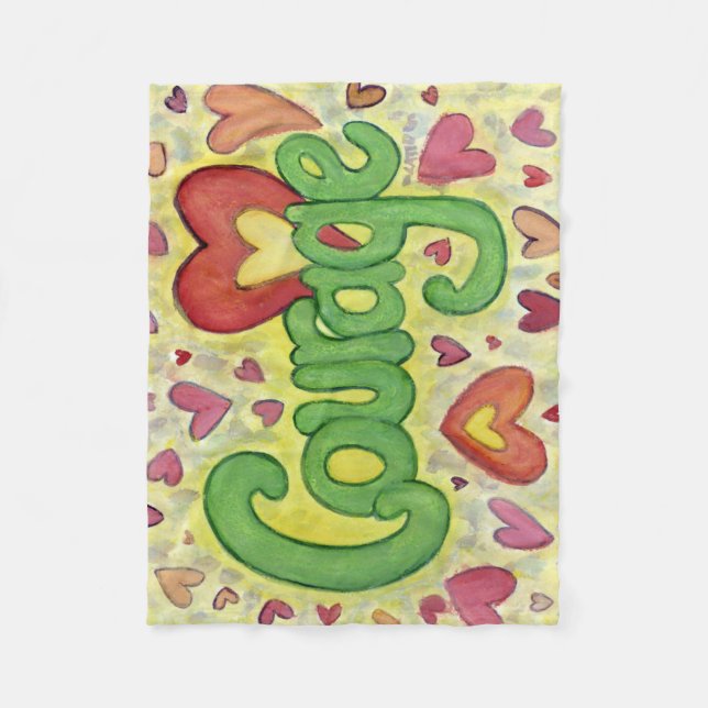Courage Heart Word Art Cozy Soft Fleece Blankets (Front)