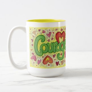 Courage Heart Word Art Custom Coffee Mug