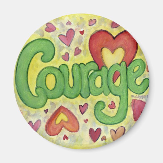 Courage Heart Word Art Custom Fridge Magnets (Front)