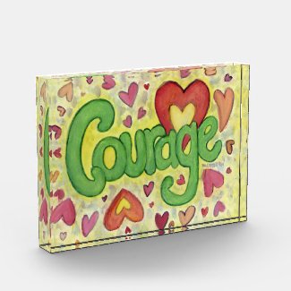 Courage Heart Word Art Custom Paperweight Award
