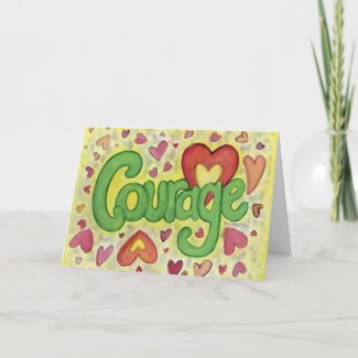Courage Heart Word Art Inspirational Greeting Card