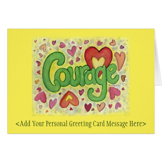 Courage Heart Word Art Inspirational Note Cards (Front Horizontal)
