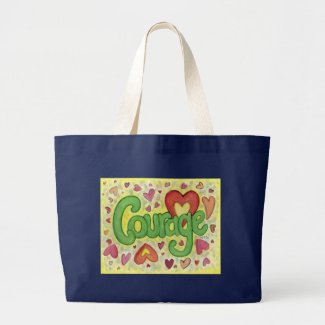 Courage Heart Word Art Inspirational Tote Bag
