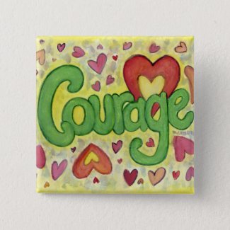 Courage Heart Word Art Lapel Button Pins