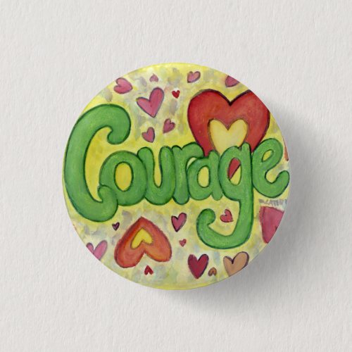 Courage Heart Word Art Lapel Pin Buttons