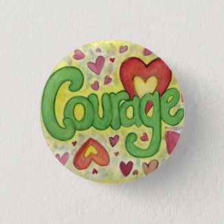 Courage Heart Word Art Lapel Pin Buttons