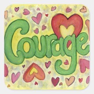 Courage Heart Word Art Motivational Decal Stickers