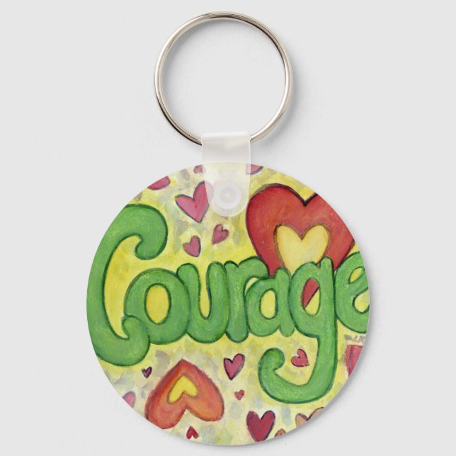 Courage Heart Word Art Motivational Key Chains (Front)