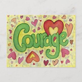 Courage Heart Word Art Motivational Postcard