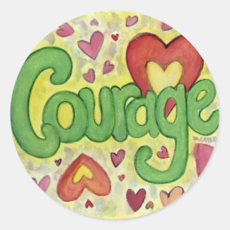 Courage Heart Word Art Motivational Sticker Decal