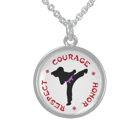 Courage Honor Respect Silver Ladies Necklace