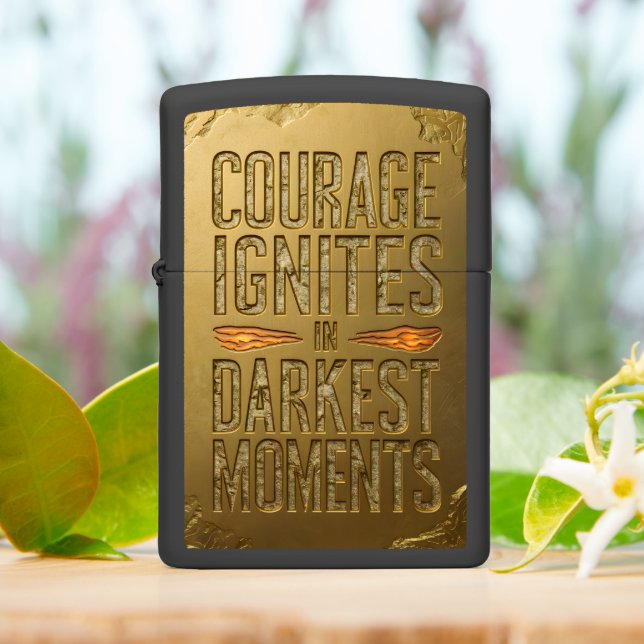 Courage Ignites In Darkest Moments Zippo Lighter (On Table)