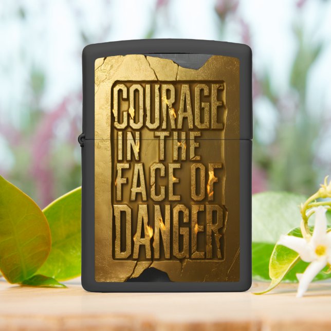 Courage In The Face Of Danger Zippo Lighter (On Table)
